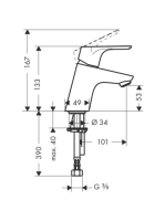 Hansgrohe Focus mosdócsaptelep 70 Push-Open lefolyógarnitúrával 31604000