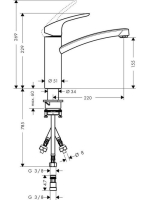 Hansgrohe Focus M41 konyhai csaptelep, nyílt rendszerű vízmelegítőkhöz, króm 31804000