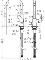 Hansgrohe Focus M41 mosogató csaptelep szeleppel, króm 31823000