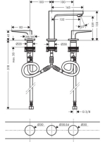 Hansgrohe Metropol 110 3-lyukú karos mosdócsaptelep push-open lefolyóval 32514000