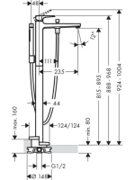 Hansgrohe Metropol szálcsiszolt fekete/króm szabadonálló kádcsaptelep 32532340