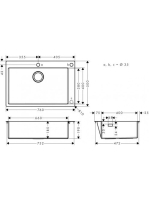 Hansgrohe S71 beépítethető mosogató 660 két furattal, lefolyókészlet nélkül rozsdamentes acél hatású 43308800