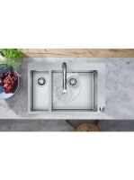 Hansgrohe S71 Beépíthető 2 medencés mosogató lefolyókészlet nélkül rozsdamentes acél hatású 43309800