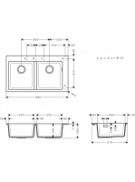 Hansgrohe S51 Beépíthető SilicaTec dupla mosogató 370 kőszürke 43316290