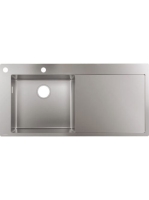Hansgrohe S71 beépíthető csepegtetőtálcás mosogató 450 két furattal, lefolyókészlet nélkül rozsdamentes acél hatású 43332800