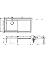 Hansgrohe S71 beépíthető csepegtetőtálcás mosogató 450 két furattal, lefolyókészlet nélkül rozsdamentes acél hatású 43332800