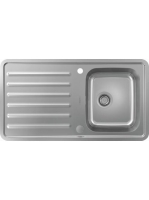 Hansgrohe S41 Beépíthető csepegtetőtálcás mosogató 915x505 szifonnal és automatikus lefolyóval, rozsdamentes acél hatású 43337800