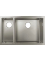 Hansgrohe S71 munkalap alá rögzíthető 2 medencés mosogató, csapfurat és lefolyókészlet nélkül rozsdamentes acél hatású 43429800