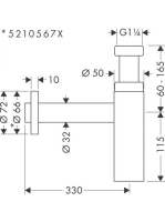 Hansgrohe Flowstar S  dizájnszifon, szálcsiszolt fekete/króm 52105340