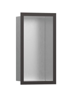 Hansgrohe XtraStoris Individual Falfülke szálcsiszolt rozsdamentes acél felülettel, design kerettel 30 x 15 x 10 cm szálcsiszolt fekete króm 56094340