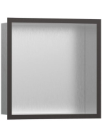 Hansgrohe XtraStoris Individual Falfülke szálcsiszolt rozsdamentes acél felülettel, design kerettel 30 x 30 x 10 cm szálcsiszolt fekete króm 56097340