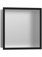 Hansgrohe XtraStoris Individual Falfülke szálcsiszolt rozsdamentes acél felülettel, design kerettel 30 x 30 x 10 cm matt fekete 56097670