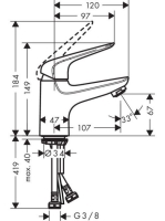 Hansgrohe Novus hidegindítású mosdócsaptelep 70, push-open lefolyóval, króm 71022000