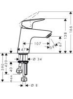 Hansgrohe Logis mosdócsaptelep 70 push-open lefolyó-garnitúrával nyílt rendszerű vízmelegítőkhöz 71074000