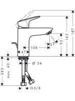 Hansgrohe Logis mosdócsaptelep 100 automata lefolyógarnitúrával, króm 71105000