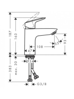 Hansgrohe Logis 100 mosdó csaptelep, Push-Open lefolyógarnitúrával, króm 71107000