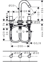 Hansgrohe Logis 3-lyukú mosdócsaptelep automata lefolyógarnitúrával, króm 71133000