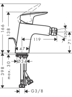 Hansgrohe Logis bidécsaptelep 70 automata lefolyógarnitúrával, króm 71203000