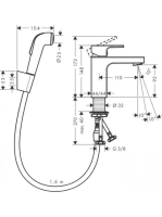 Hansgrohe Vernis Shape egykaros mosdócsaptelep 100, bidé kézizuhannyal és 160 cm-es zuhanytömlővel króm 71216000