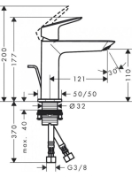 Hansgrohe Logis Fine 110 mosdó csaptelep Push-Open lefolyógarnitúrával, króm 71252000