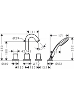 Hansgrohe Logis 4-lyukú kádcsaptelep, króm 71314000