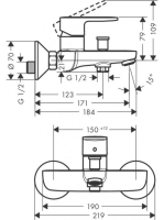 Hansgrohe Vernis Blend egykaros kádcsaptelep falsíkon kívüli szereléshez matt fekete 71440670