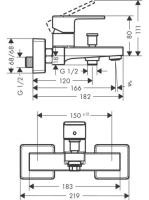 Hansgrohe Vernis Shape egykaros kádcsaptelep falsíkon kívüli szereléshez króm 71450000