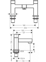 Hansgrohe Vernis Shape 2 lyukú peremre szerelhető kádcsaptelep matt fekete 71452670