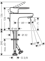 Hansgrohe Vernis Blend Egykaros mosdócsaptelep 70, fém automata lefolyógarnitúrával króm 71557000