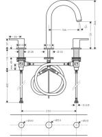 Hansgrohe Vernis Shape 3 lyukú mosdócsaptelep automata lefolyógarnitúrával matt fekete 71563670