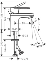 Hansgrohe Vernis Blend egykaros mosdócsaptelep 70 izolált vízelvezetéssel és automata lefolyógarnitúrával króm 71570000