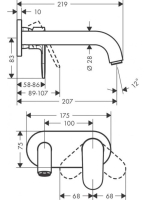 Hansgrohe Vernis Shape Egykaros mosdócsaptelep falsík alatti telepítéshez, 20,5 cm-es kifolyóval króm 71578000