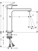 Hansgrohe Vernis Shape egykaros mosdócsaptelep 190, lefolyógarnitúra nélkül króm 71591000