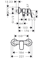 Hansgrohe Logis falsíkon kívüli egykaros zuhany csaptelep, króm 71600000