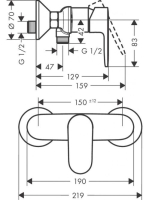 Hansgrohe Vernis Blend egykaros zuhanycsaptelep falsíkon kívüli szereléshez króm 71640000