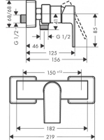 Hansgrohe Vernis Shape egykaros zuhanycsaptelep falsíkon kívüli szereléshez króm 71650000