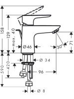 Hansgrohe Talis E 80 mosdócsaptelep átfolyós vízmelegítőhöz 71707000