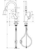 Hansgrohe Focus M42 króm konyhai csaptelep, kihúzható zuhanyfejjel 71800000