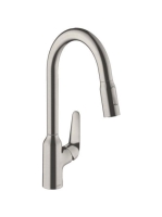 Hansgrohe Focus M42 rozsdamentes acél hatású konyhai csaptelep, kihúzható zuhanyfejjel 71800800