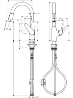 Hansgrohe Focus M42 konyhai csaptelep, kihúzható zuhanyfejjel, rozsdamentes acél hatású 71801800
