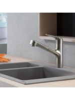 Hansgrohe Focus M42 konyhai csaptelep, kihúzható kifolyóval, rozsdamentes acél hatású 71814800