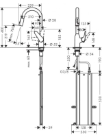 Hansgrohe Focus M42 konyhai csaptelep, kihúzható zuhanyfejjel, rozsdamentes acél hatású 71820800