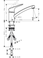 Hansgrohe Logis M31 egykaros konyhai csaptelep 120, nyílt rendszerű vízmelegítőkhöz, króm 71831000