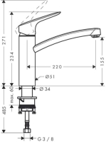Hansgrohe Logis M31 mosogató csaptelep, króm 71832000