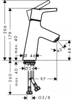Hansgrohe Talis S mosdócsaptelep, Push-Open lefolyógarnitúrával, króm 72011000