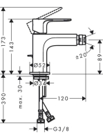 Hansgrohe Rebris S Egykaros bidécsaptelep fém automata lefolyógarnitúrával 72212000