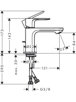 Hansgrohe Rebris E Hidegindítású mosdócsaptelep 80, automata lefolyógarnitúrával, matt fekete 72553670