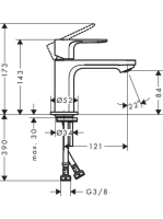 Hansgrohe Rebris E Hidegindítású egykaros mosdócsaptelep 80, leeresztő nélkül 72554000