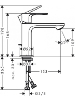 Hansgrohe Rebris E mosdócsaptelep 110, automata lefolyógarnitúrával, matt fekete 72557670