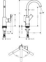 Hansgrohe Rebris E mosdócsaptelep 210, elforgatható kifolyóval, automata lefolyógarnitúrával 72576000